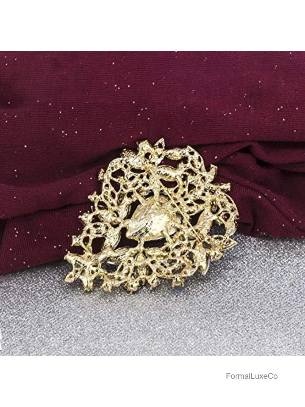 Vintage Leaf Shape Brooch Pin Women Crystal Rhinestone